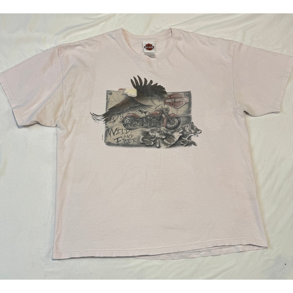 Harley-Davidson Thunder Tower Columbia SC Wild and Free Graphic T-Shirt Pink XL